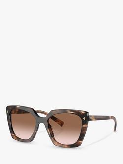 Prada PR 23ZS Women's Square Sunglasses, Caramel Tortoise/Brown Gradient, Caramel Tortoise/Brown Gradient