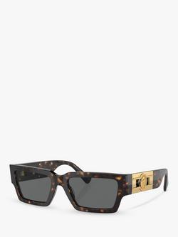 Versace VE4459 Unisex Rectangular Sunglasses, Havana/Black, Havana/Black