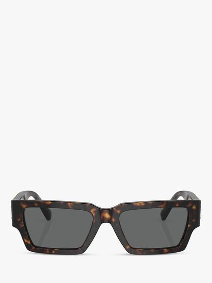 Versace VE4459 Unisex Rectangular Sunglasses, Havana/Black - view 2, Havana/Black