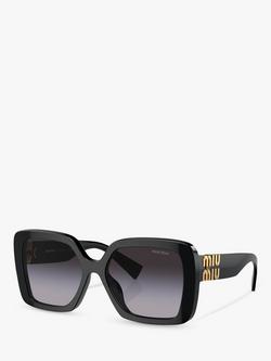 Miu Miu MU10YS8 Women's Rectangular Sunglasses, Black, Black
