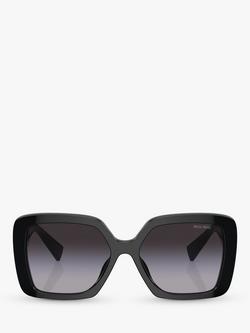 Miu Miu MU10YS8 Women's Rectangular Sunglasses, Black - view 2, Black