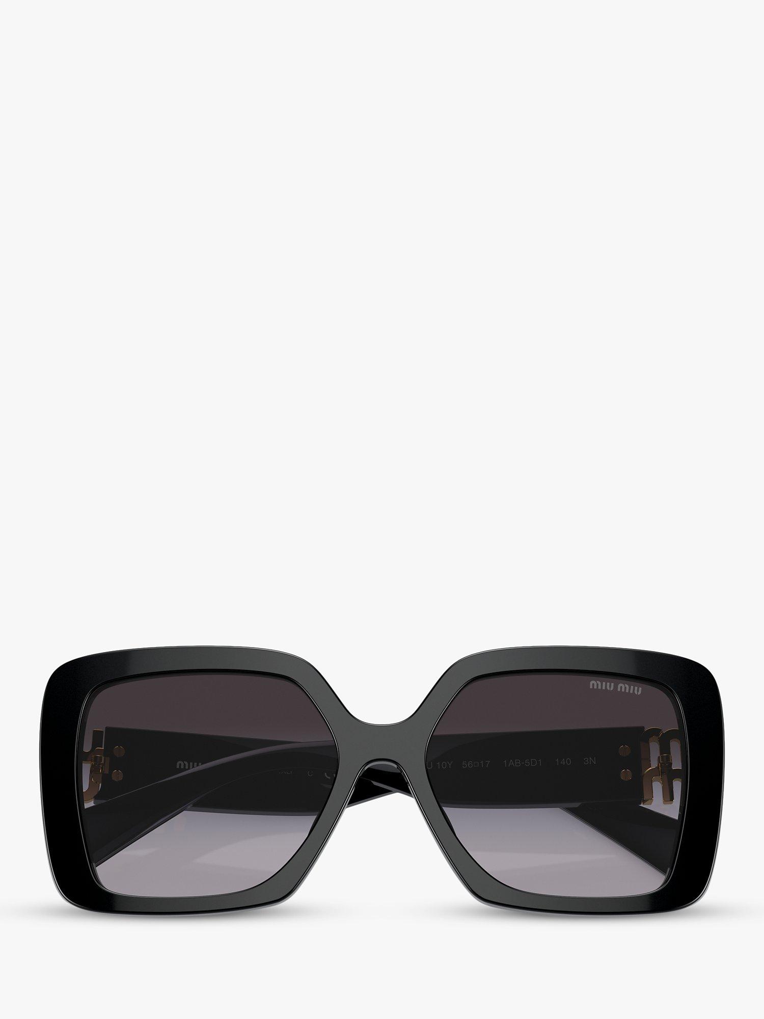 Miu Miu MU10YS8 Women's Rectangular Sunglasses, Black