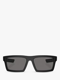 Prada PS 02ZS Men's Rectangular Polarised Sunglasses, Black/Grey - view 2, Black/Grey