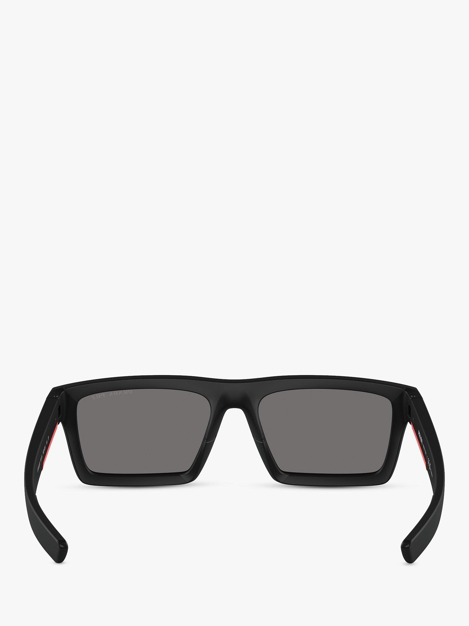 Product image 4 of 5, which shows Prada PS 02ZS Men's Rectangular Polarised Sunglasses, Black/Grey