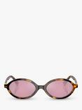 Miu Miu MU 04ZS Women's Oval Sunglasses, Honey Havana/Pink