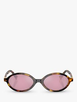 Miu Miu MU 04ZS Women's Oval Sunglasses, Honey Havana/Pink - view 2, Honey Havana/Pink