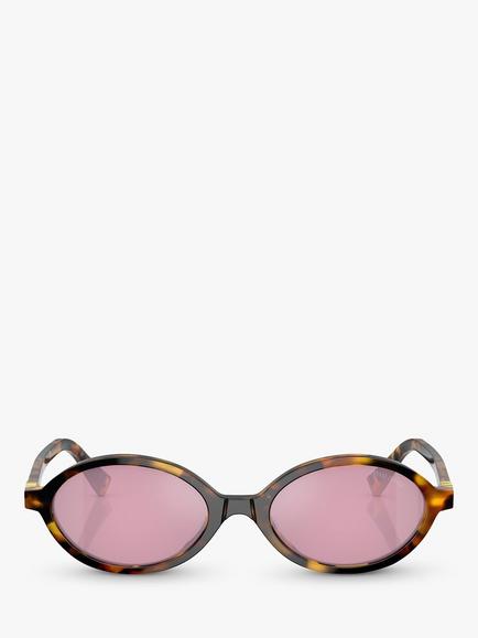 Miu Miu MU 04ZS Women's Oval Sunglasses, Honey Havana/Pink - view 2, Honey Havana/Pink