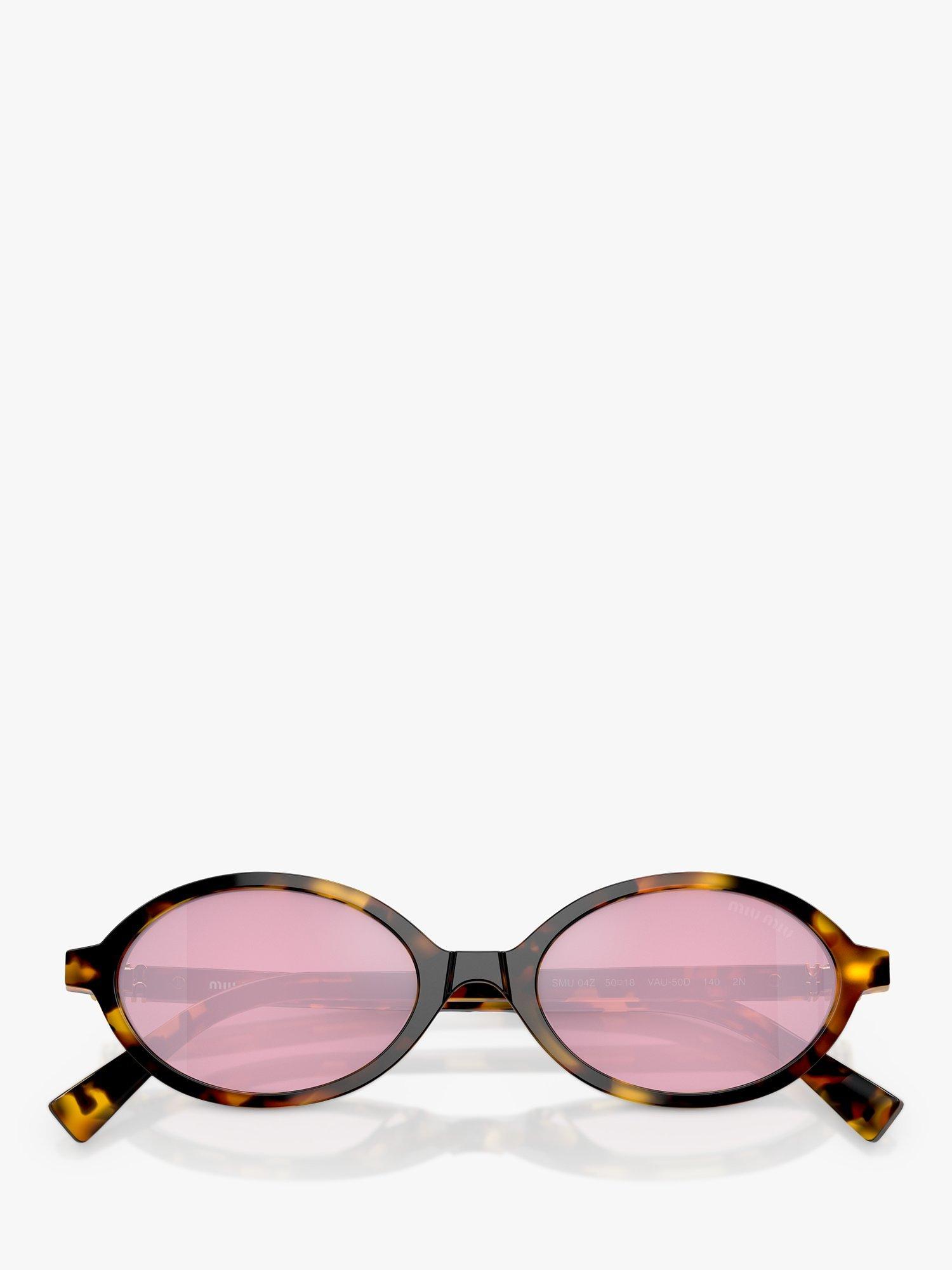 Product image 5 of 5, which shows Miu Miu MU 04ZS Women's Oval Sunglasses, Honey Havana/Pink