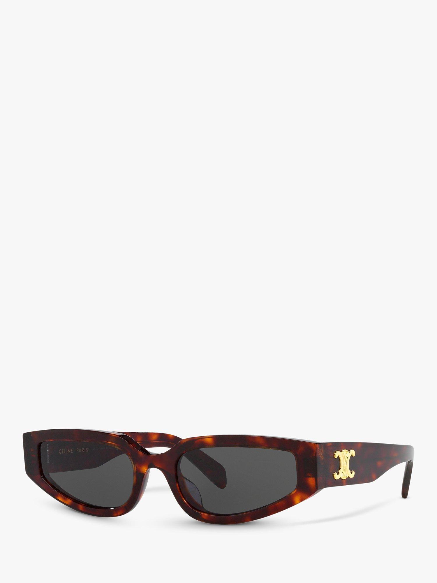 Product image 1 of 11, which shows Celine CL000413 Women's Triomphe Rectangle Sunglasses, Tortoiseshell/Grey