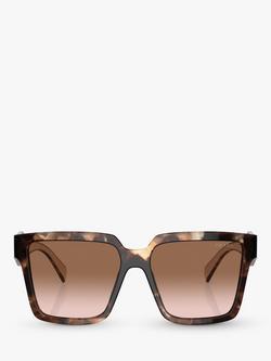 Prada PR24ZS Women's Rectangular Sunglasses, Caramel Tortoise - view 2, Caramel Tortoise