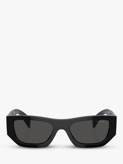 Prada PR A01S Women's Rectangular Sunglasses, Black/Grey - view 2, Black/Grey