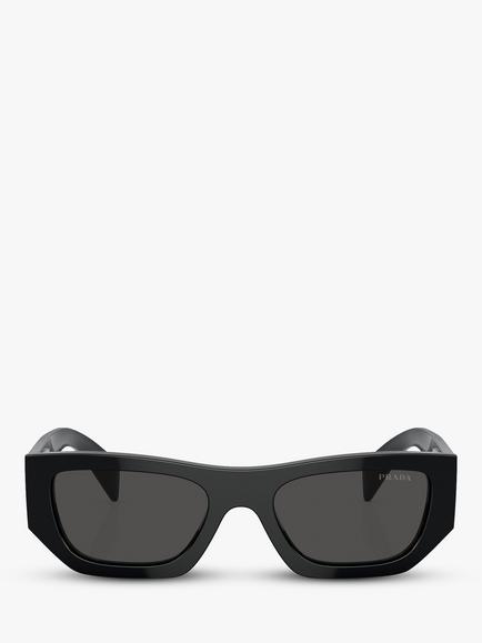 Prada PR A01S Women's Rectangular Sunglasses, Black/Grey - view 2, Black/Grey