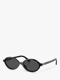 Miu Miu MU 04ZS Women's Oval Sunglasses, Black, Black