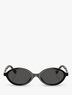 Miu Miu MU 04ZS Women's Oval Sunglasses, Black - view 2, Black