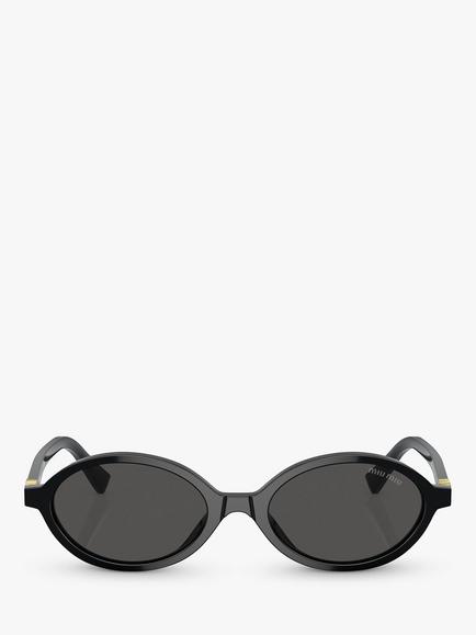 Miu Miu MU 04ZS Women's Oval Sunglasses, Black - view 2, Black