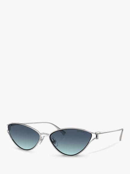 Tiffany & Co TF3095 Women's Cat's Eye Sunglasses, Silver/Blue Gradient, Silver/Blue