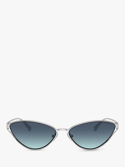 Tiffany & Co TF3095 Women's Cat's Eye Sunglasses, Silver/Blue Gradient - view 2, Silver/Blue