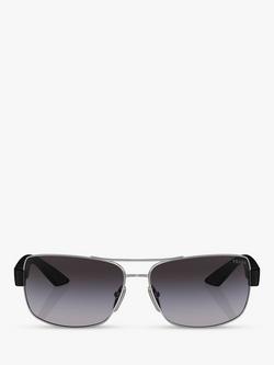 Prada Linea Rossa PS 50ZS Men's Rectangular Sunglasses - view 2, Silver/Grey Gradient