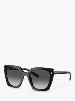 Prada PR 23ZS Women's Polarised Square Sunglasses, Black/Grey Gradient, Black/Grey Gradient