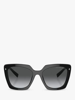 Prada PR 23ZS Women's Polarised Square Sunglasses, Black/Grey Gradient - view 2, Black/Grey Gradient