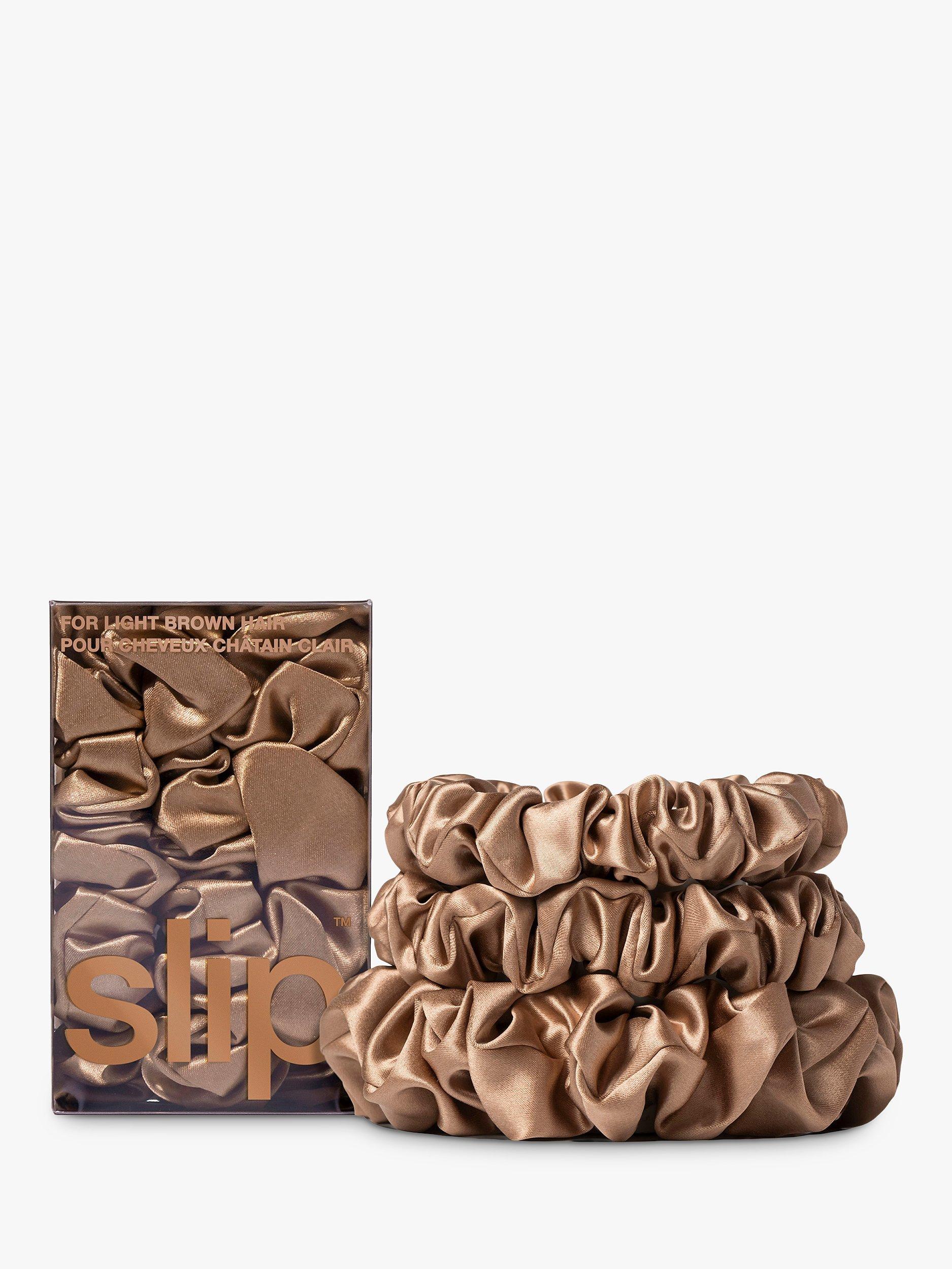 Product image 1 of 4, which shows Slip® Pure Silk Assorted Scrunchies, Light Brown