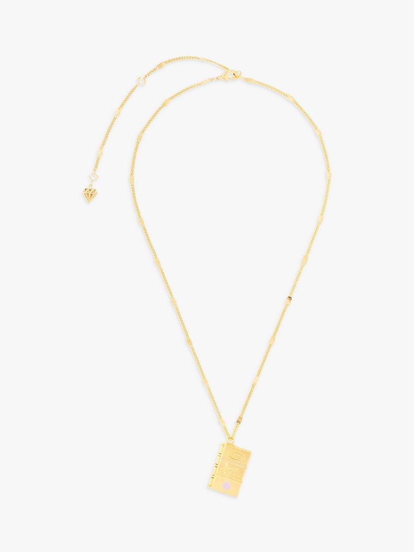 Wanderlust + Co Next Chapter Book Pendant Necklace, Gold