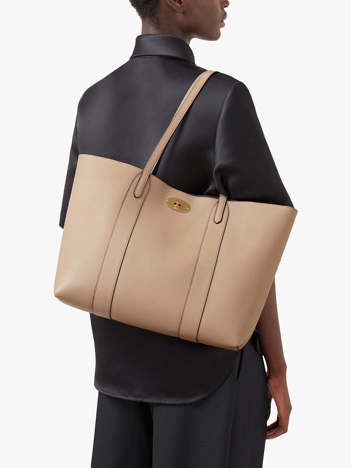 Product image 6 of 7, which shows Mulberry Bayswater Small Classic Grain Leather Tote Bag, Maple/Navy