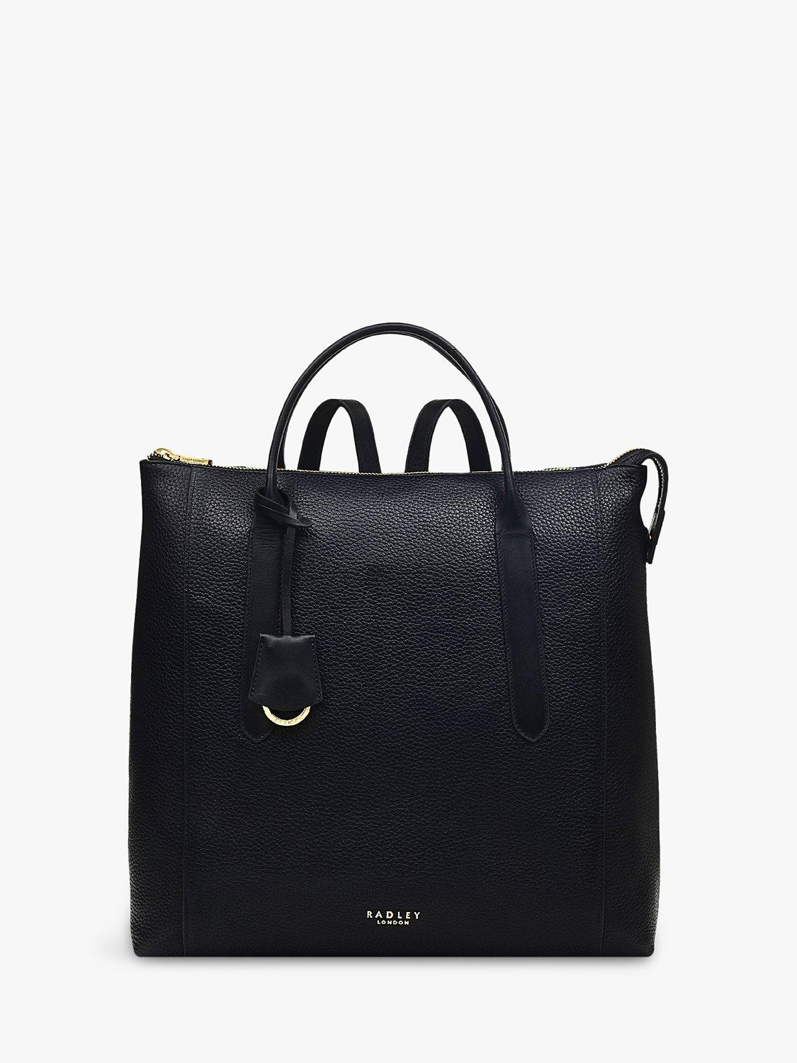 Radley Large Zip Top Leather Backpack, Black