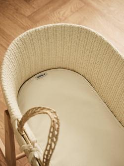 The Little Green Sheep Cotton Moses Basket Mattress Protector - view 2, White