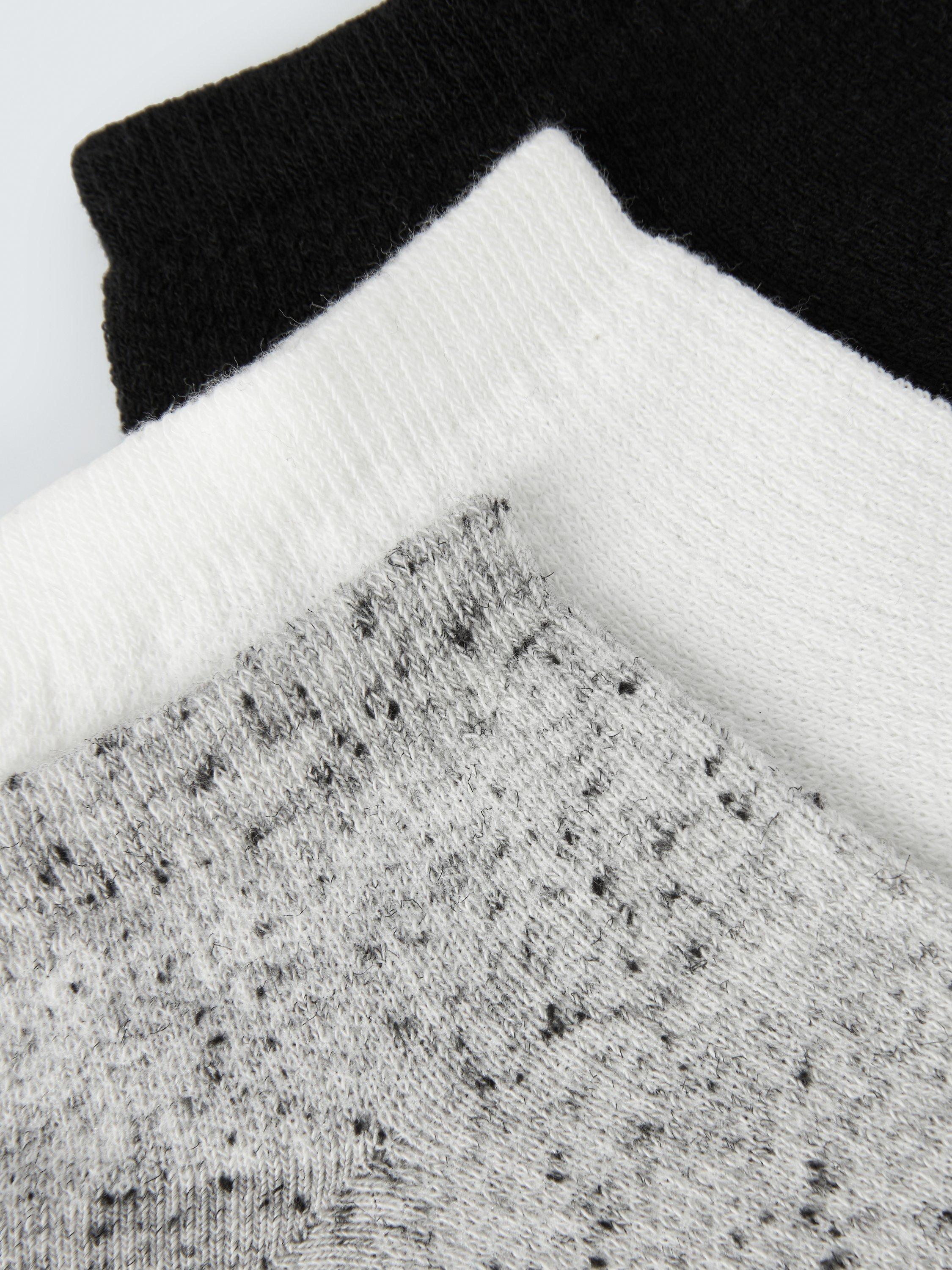 Product image 2 of 2, which shows John Lewis Textured Trainer Socks, Pack of 3, Black/Multi