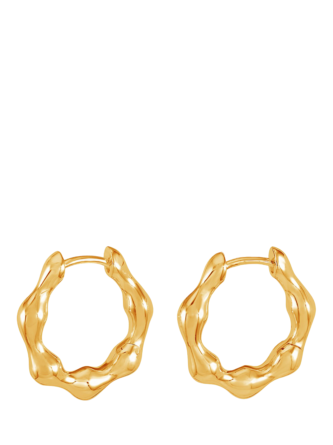 Product image 1 of 3, which shows Dower & Hall Waterfall Hinged Huggie Hoop Earrings, Gold