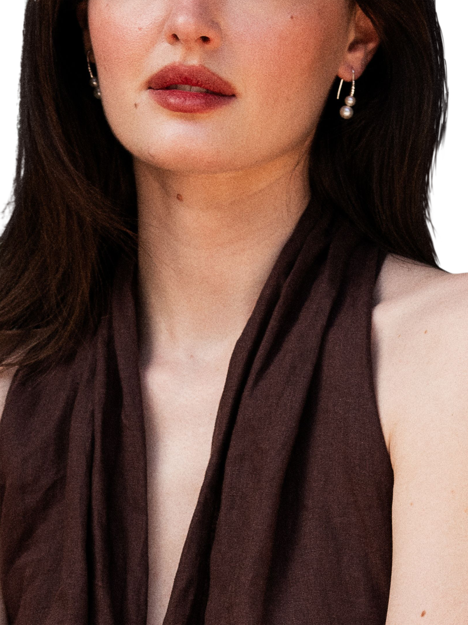 Product image 2 of 3, which shows Dower & Hall Double Freshwater Pearl Hook Drop Earrings, Silver/White
