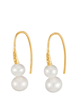 Dower & Hall Timeless Freshwater Pearl Duo Drop Earrings, Gold, Gold