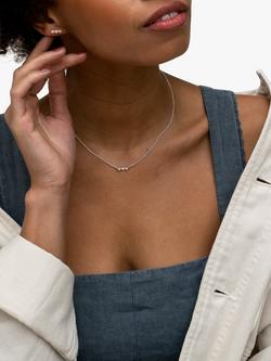 Dower & Hall Timeless Pearls Triple Pearl Bar Stud Earrings - view 2, Silver