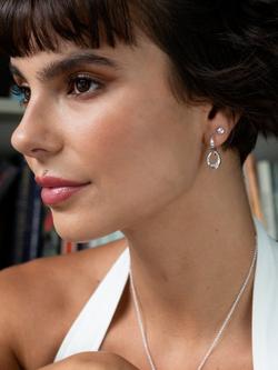 Dower & Hall Entwined Oval & Huggie Hoops - view 2, Silver