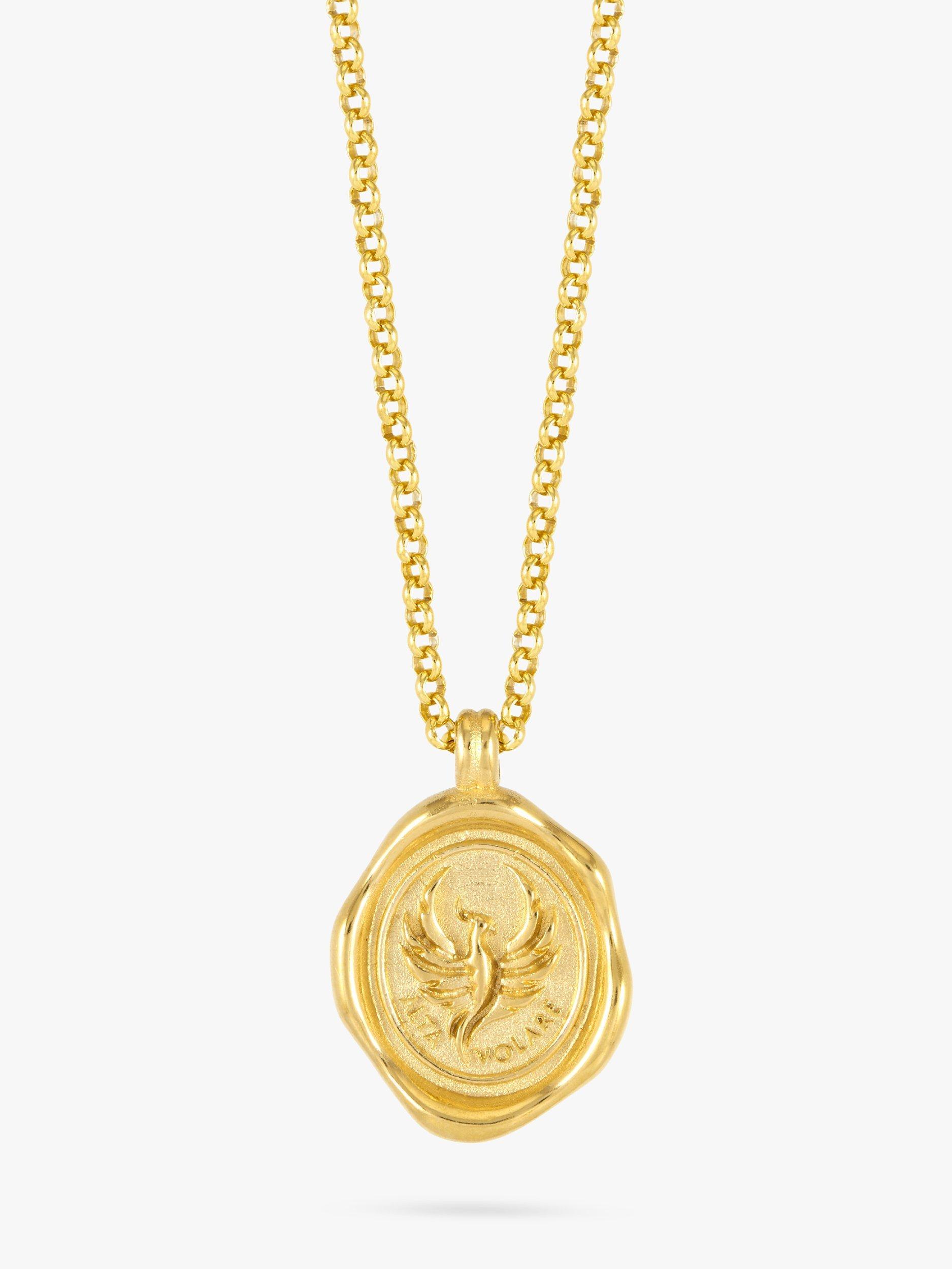 Product image 1 of 4, which shows Dower & Hall Men's Phoenix Talisman Pendant Necklace, Gold