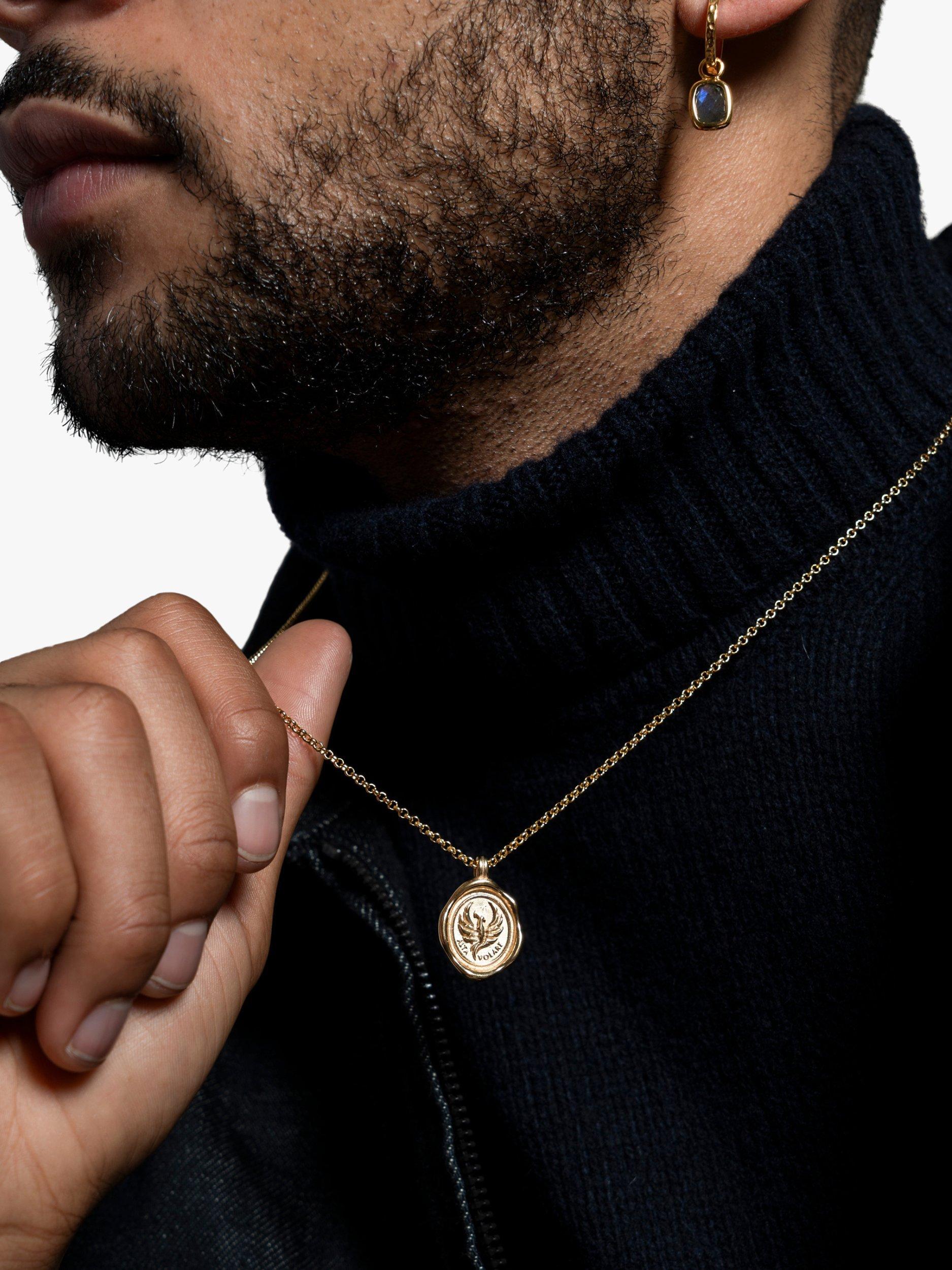 Product image 4 of 4, which shows Dower & Hall Men's Phoenix Talisman Pendant Necklace, Gold