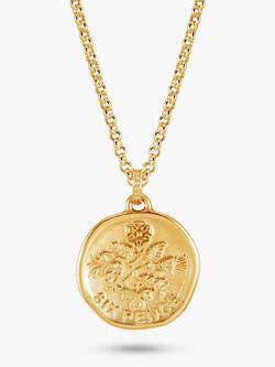 Dower & Hall Men's Lucky Sixpence Talisman Pendant Necklace, Gold, Gold