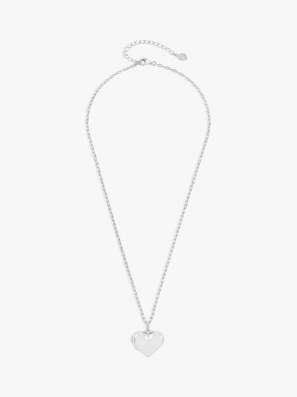 Dower & Hall Treasured Heart Locket on Millie-Grain Textured Chain - view 2, Silver