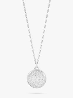 Dower & Hall Tree of Life Locket on Textured Mille-Grain Chain, Silver
