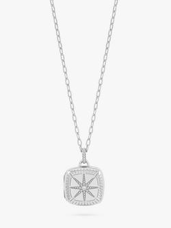 Dower & Hall White Sapphire Stellar Locket on Millie-Grain Textured Chain, Silver