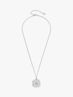 Dower & Hall White Sapphire Stellar Locket on Millie-Grain Textured Chain - view 2, Silver