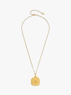 Dower & Hall White Sapphire Stellar Locket on Millie-Grain Textured Chain - view 2, Gold