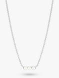 Dower & Hall Timeless Triple Pearl Bar Pendant Fine Chain Necklace, Silver