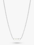 Dower & Hall Timeless Triple Pearl Bar Pendant Fine Chain Necklace, Silver