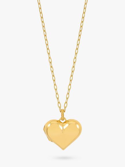 Dower & Hall Treasured Heart Locket on Millie-Grain Textured Chain, Gold