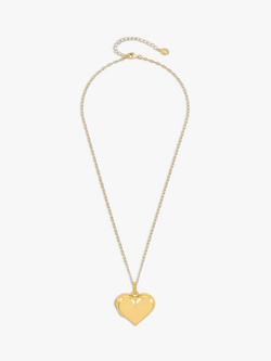 Dower & Hall Treasured Heart Locket on Millie-Grain Textured Chain - view 2, Gold