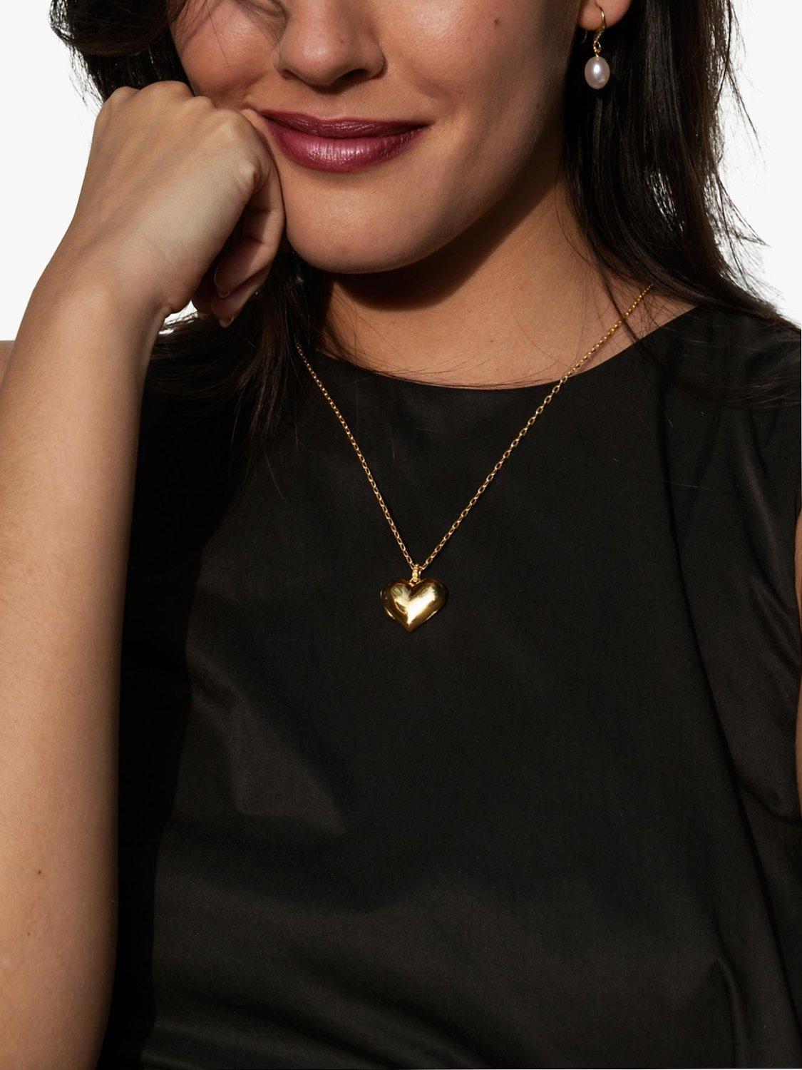 Product image 4 of 5, which shows Dower & Hall Treasured Heart Locket on Millie-Grain Chain, Gold