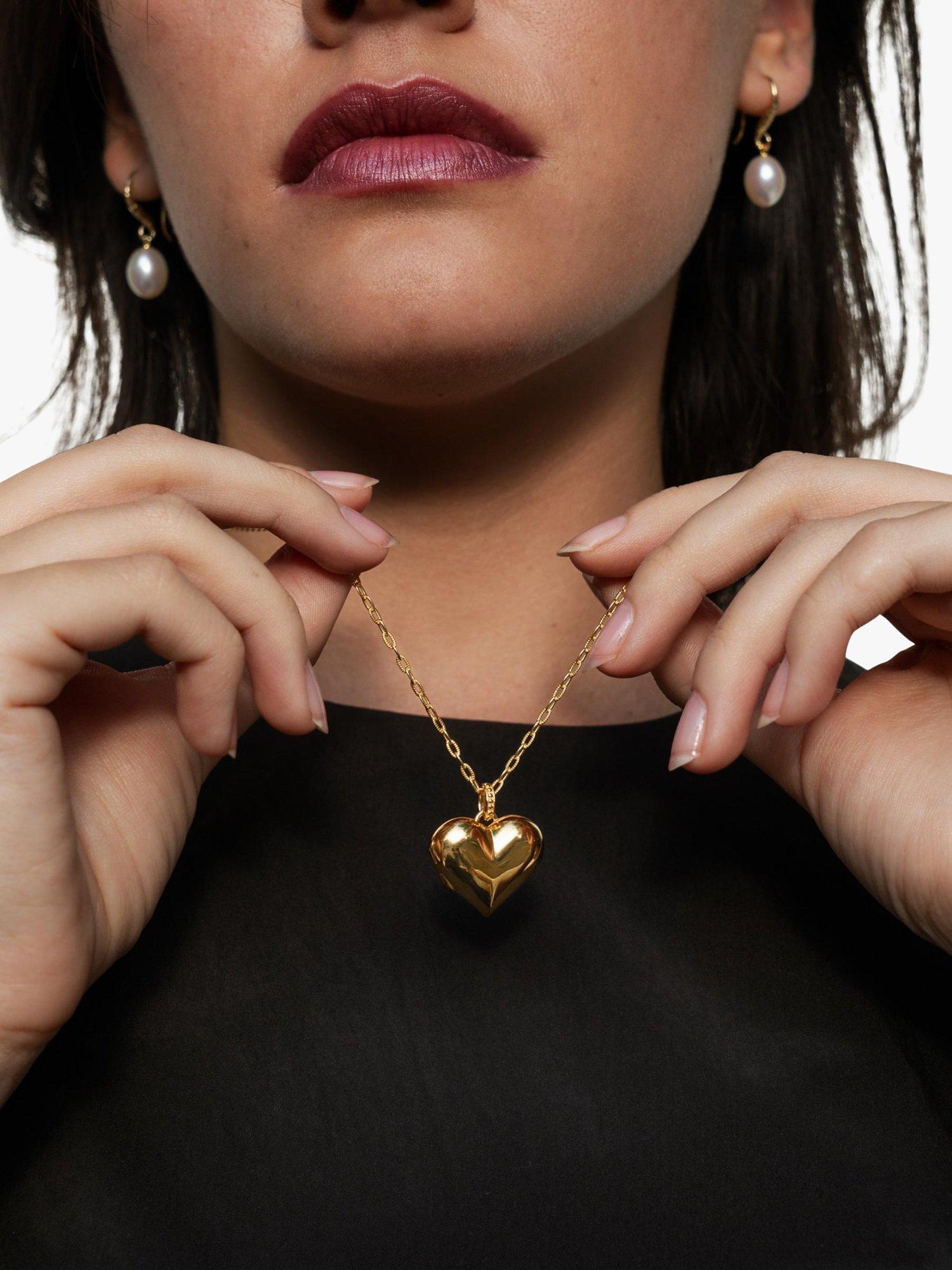 Product image 5 of 5, which shows Dower & Hall Treasured Heart Locket on Millie-Grain Chain, Gold