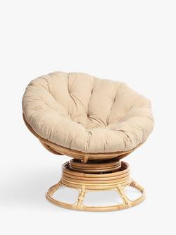 Desser Papasan Rattan Swivel Rocking Chair, Natural/Latte, Natural/Latte